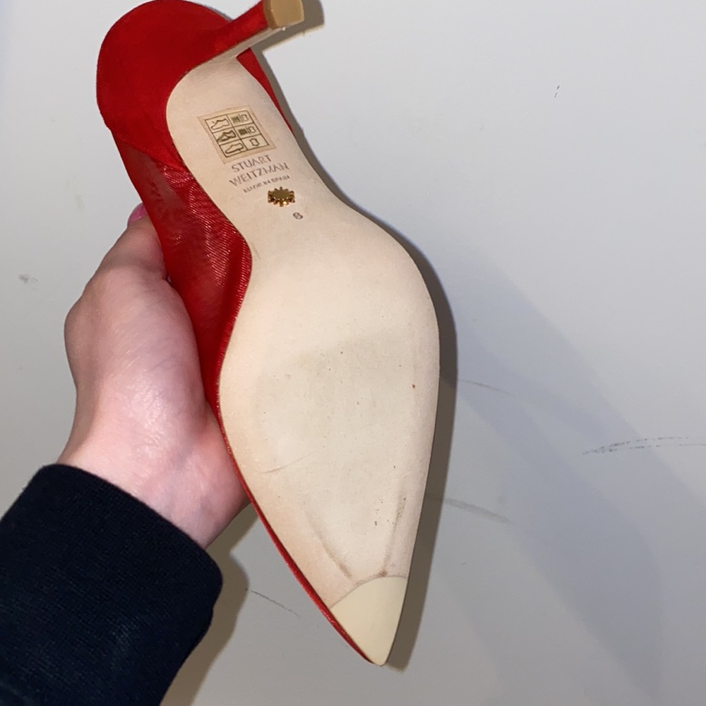 RARE Red Mesh Stuart Weitzman Heels - Picture 5 of 7